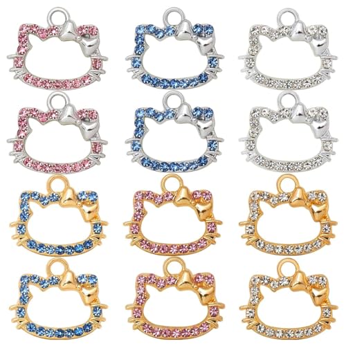 SANNIDHI Variety Pack Of 12 Cat-Themed Jewelry Charms For DIY Crafting, Ideal For Earrings, Bracelets & Necklaces - Gift For Cat Lovers SANNIDHI Variety Pack Of 12 Cat-Themed Jewelry Charms For DIY Crafting, Ideal For Earrings, Bracelets & Necklaces - Gift For Cat Lovers
